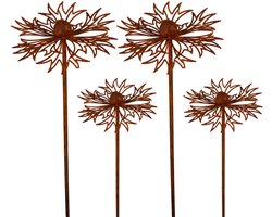 4 stks Rustieke Metalen Bluebonnet Stake Decoratieve Tuin Art Roest Afwerking Ijzer Gazon Ornament Outdoor Decoraties voor Tuin Yard Stakes