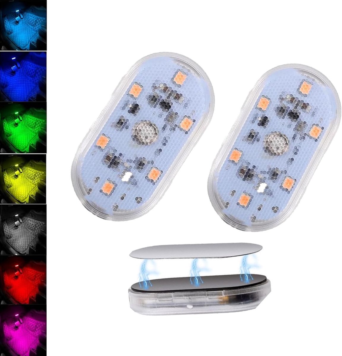 Binnenverlichting Auto - 2 Stuks Ondervloerverlichting, Oplaadbaar met USB, Meerkleurige Sfeerverlichting