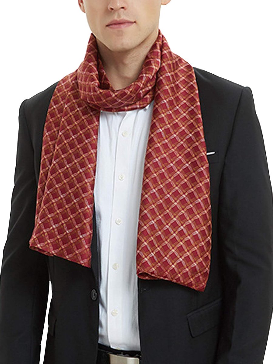Kunstzijde Sjaal voor Voorjaar Herfst Lange Dunne Dubbelzijdige Herensjaal Casual Business 170×30cm