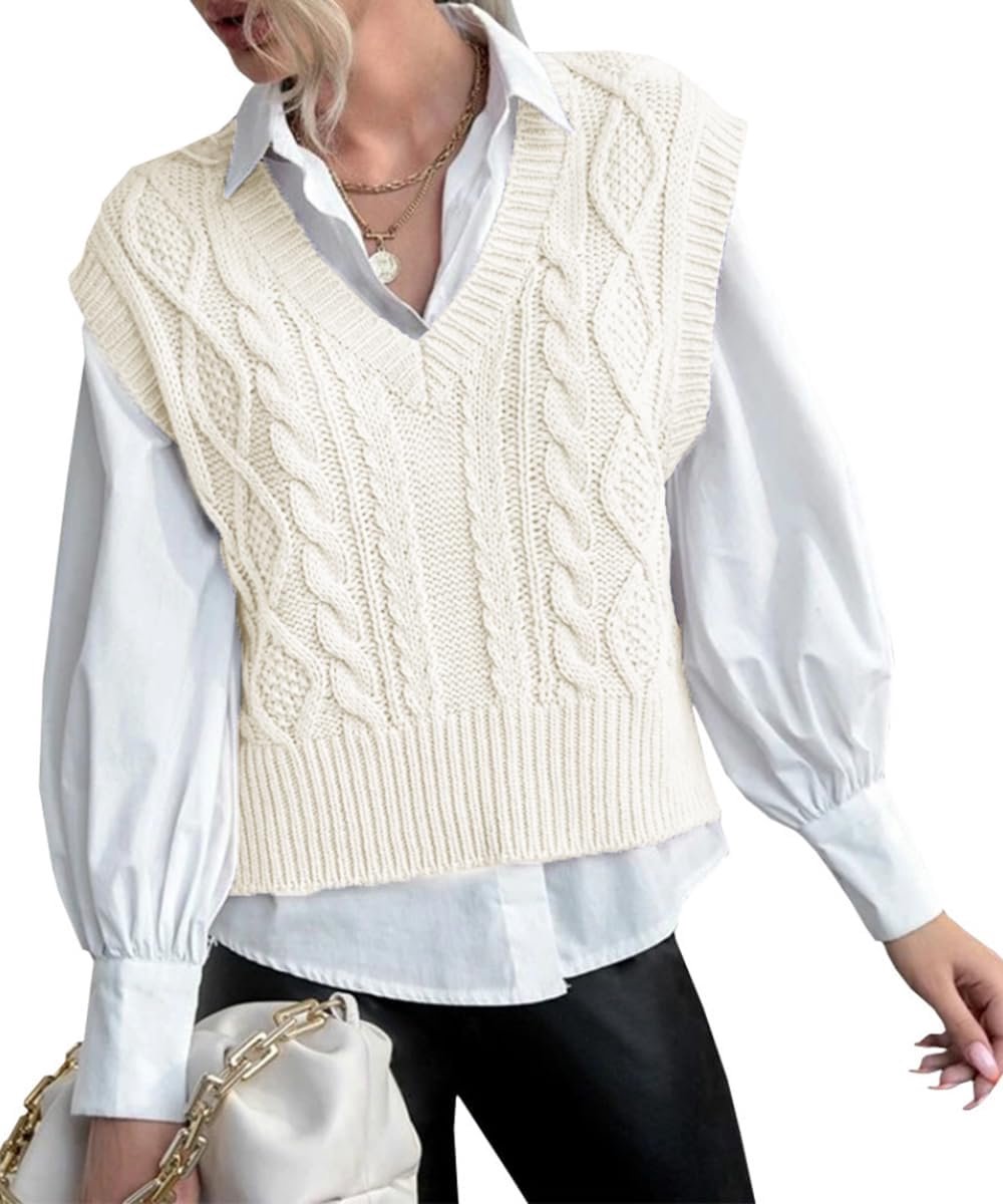 Pullunder Mouwloze damestrui met V-hals, gebreid basic, effen tanktop, voor business, vrije tijd, sweater