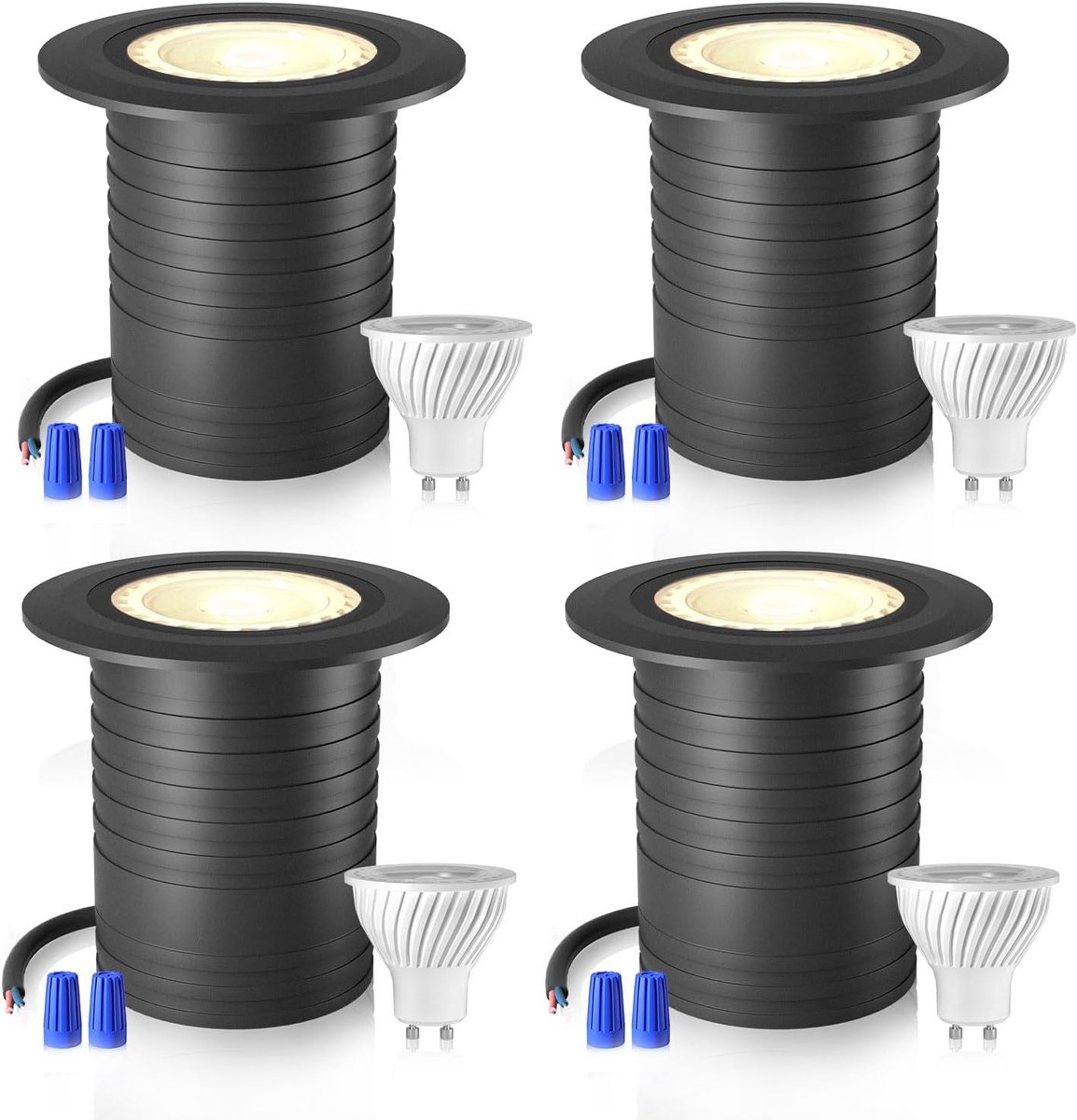Set van 4 vloerspots voor buiten, IP67, warmwit, vloerinbouwspots