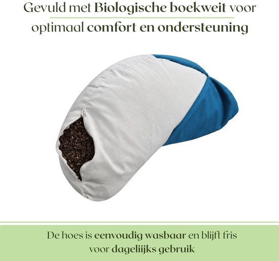 Om Namaste Halve Maan Meditatiekussen Zitkussen Petrol blauw - Pro Moon van Merkloos — afbeelding 5