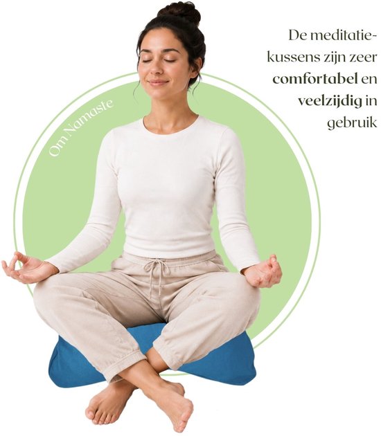 Om Namaste Halve Maan Meditatiekussen Zitkussen Petrol blauw - Pro Moon van Merkloos — afbeelding 3