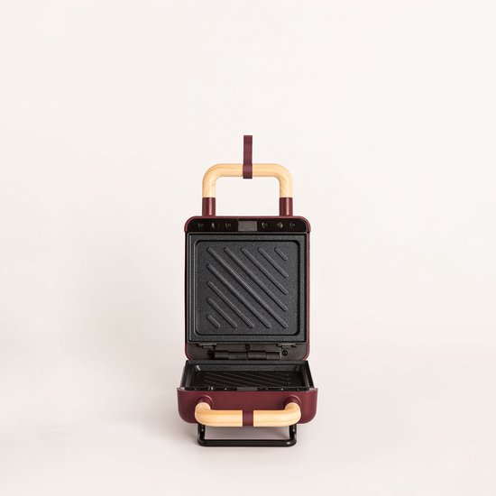 CREATE - Tosti-ijzer, grill en wafelijzer met verwisselbare platen - Bordeauxrood - Individueel - STONE STUDIO — afbeelding 3