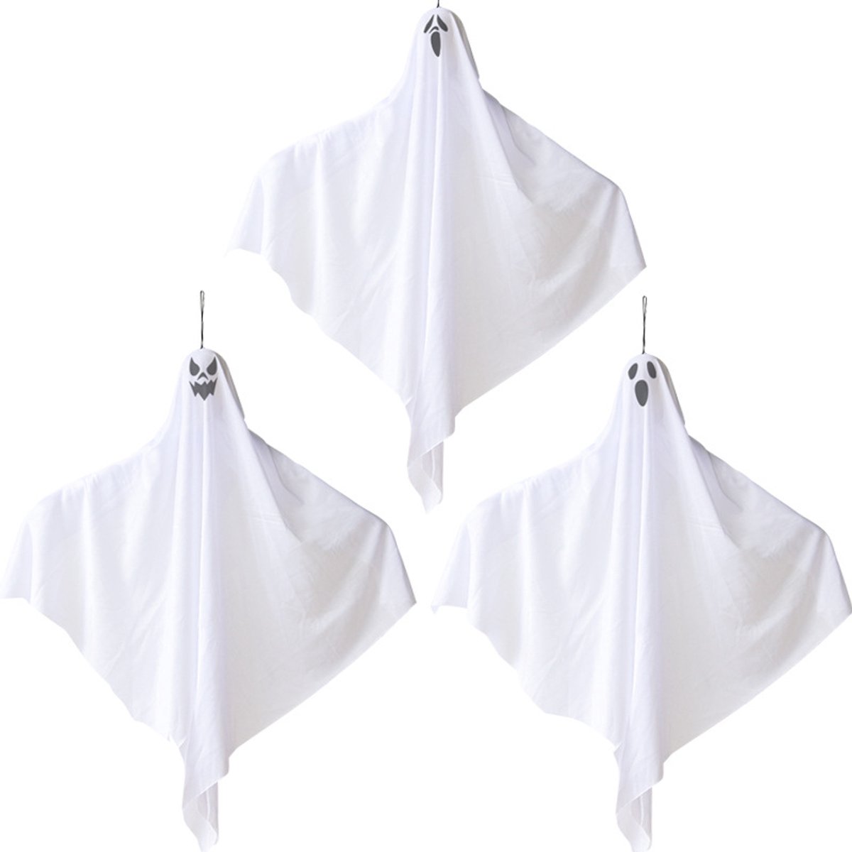 3 pcs - Halloween hangende spookdecoratie set - witte hanggeesten voor feestdecoratie