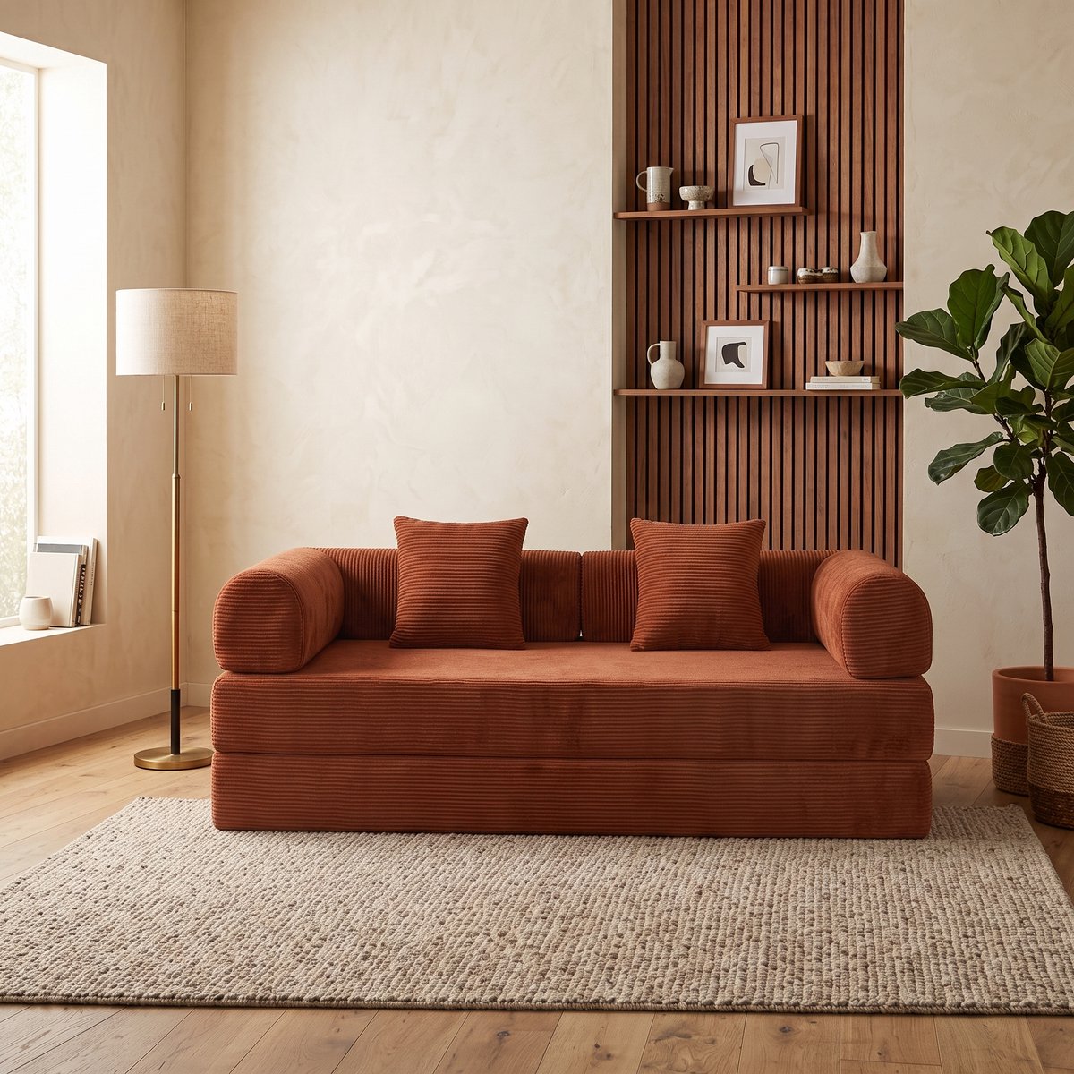 Troonz Slaapbank Comfy 2 Persoons - 3-Zits Zetelbed - Sofa - Bedbank - Bank - Terra