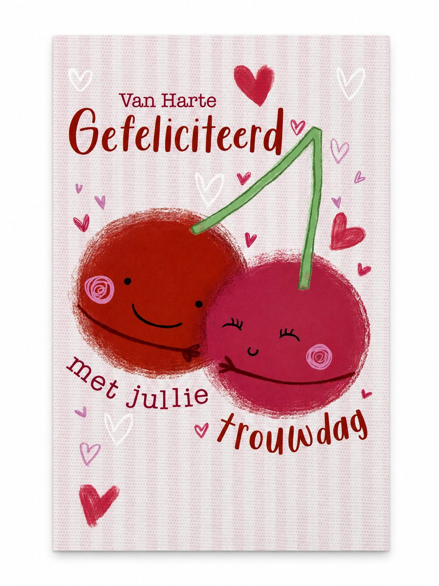 Cards & Crafts Luxe Trouwkaart – Gefeliciteerd met jullie Trouwdag – 12x17cm – Gevouwen Wenskaart met Envelop