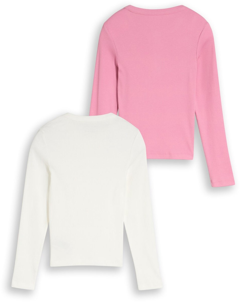 Tom Tailor - Henley-shirt met lange mouwen, set van 2 - Maat 128 - Whisper White