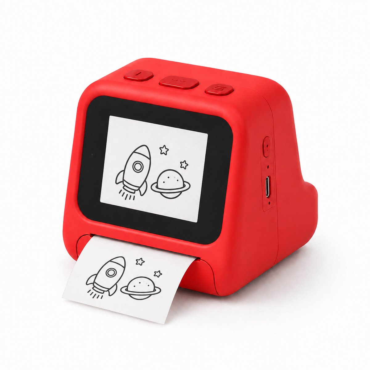 Slimme AI Kinder Miniprinter - Interactieve Leercomputer - AI Slimme Kinder Pocket Printer & Leercomputer - Inktloze Zakprinter - met Spraakbesturing voor Kleurplaten - Bluetooth/Wi-Fi - Rood