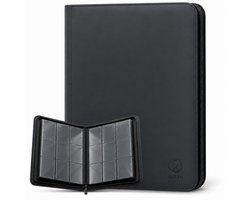 Napi Verzamelmap voor 540 Kaarten - Binder Map voor Kaarten - 9 Pocket - Kunstleer - Premium Card Binder met Ritssluiting - 30 Pagina's - A4 Formaat - Zwart