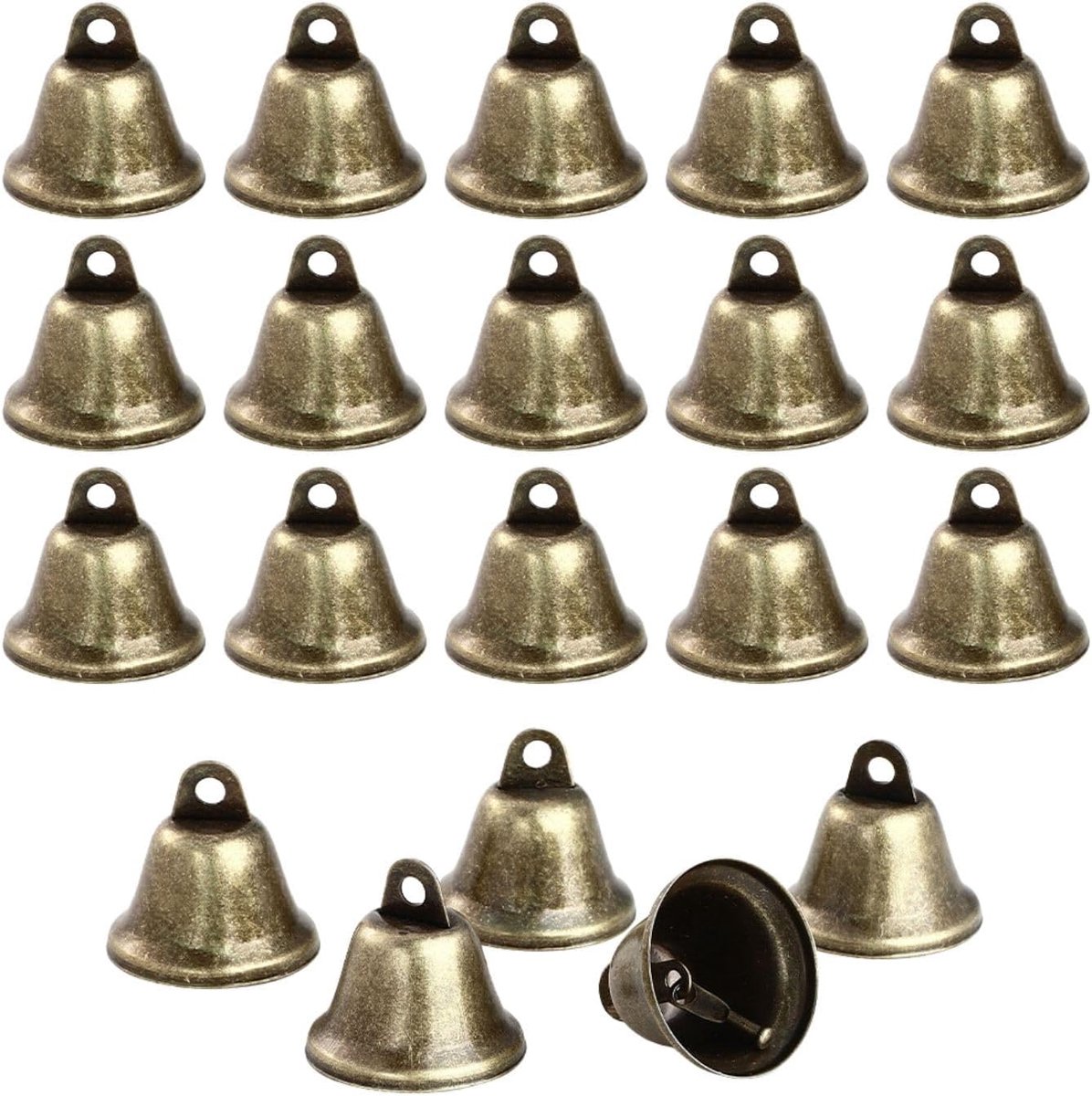 Bellen - 20 Stuks Vintage Stijl Kerstklokken - Bronskleurige Windgong Hangers - Kleine Decoratieve Metalen Belletjes - Geschikt voor Kerstdecoratie Windgong DIY en Bruiloft - Bronskleurig - 20 Stuks