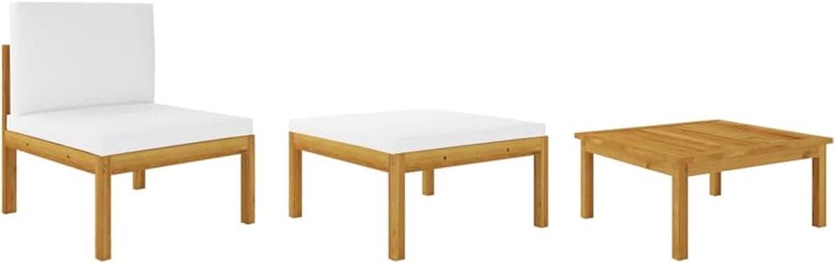 3 stuks, met kussens voor buiten, binnenplaats, terras, huis, woonkamerset, acaciahout