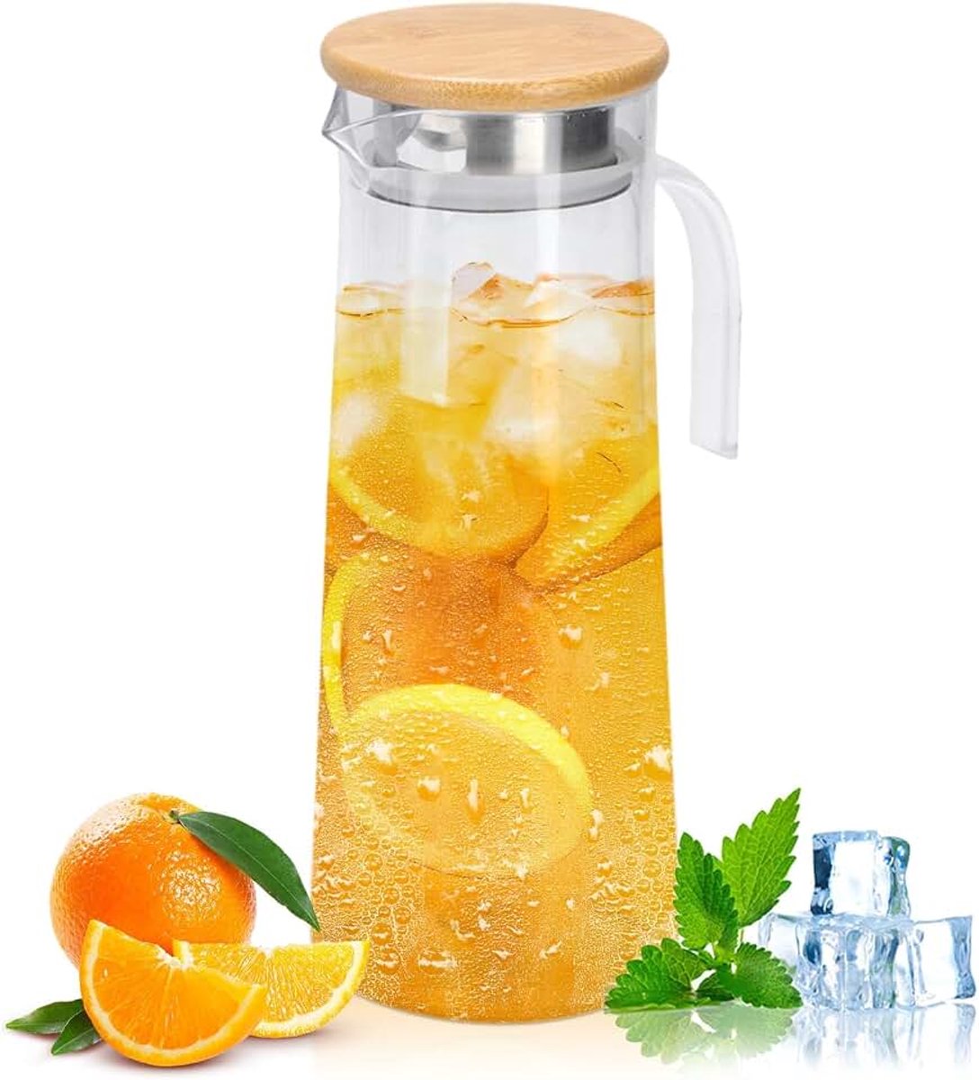 Deksel, 40 oz plastic ijsthee werper waterkan drinkkan drank karaf voor sap thee koffiemelk(Bamboe deksel)