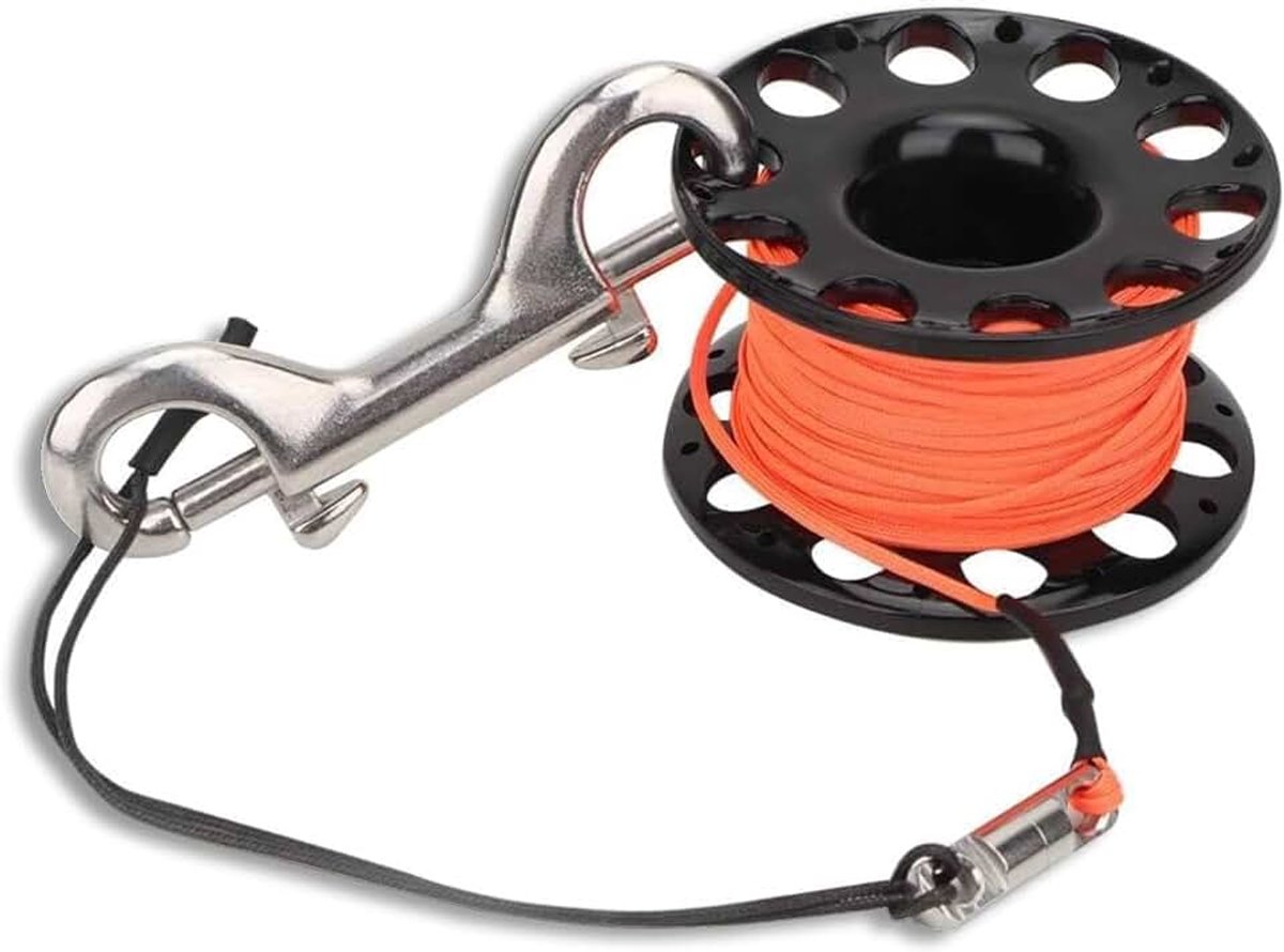 Duikspoel met vingerspoel, 30 m duurzaam plastic snorkelduikvingerspoel met duiker Onderwateraccessoire(zwart)