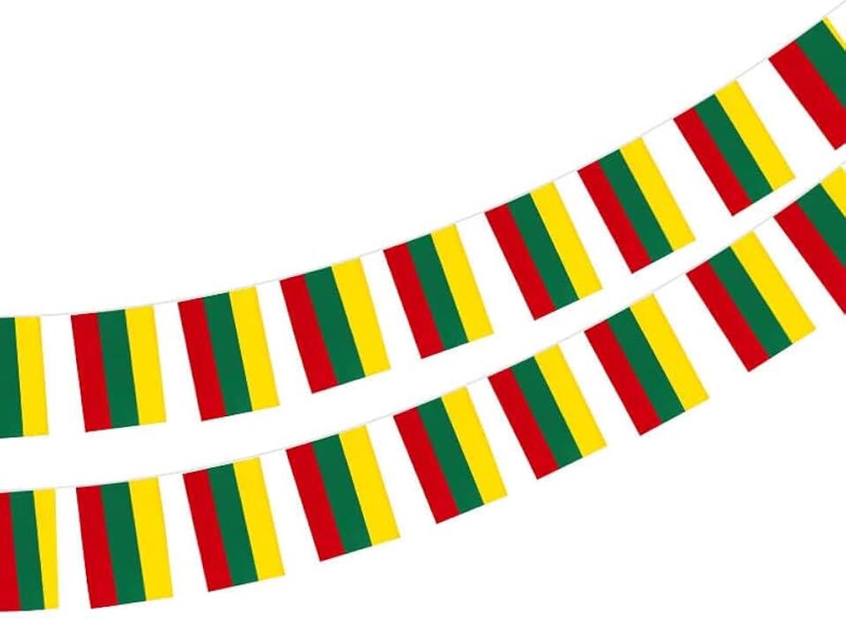 Vlag, 40 stuks, Litouwse slinger, 11,4 m, Litouwen, nationale vlag, Europese vlaggen, 14 x 21 cm, voor bardecoraties