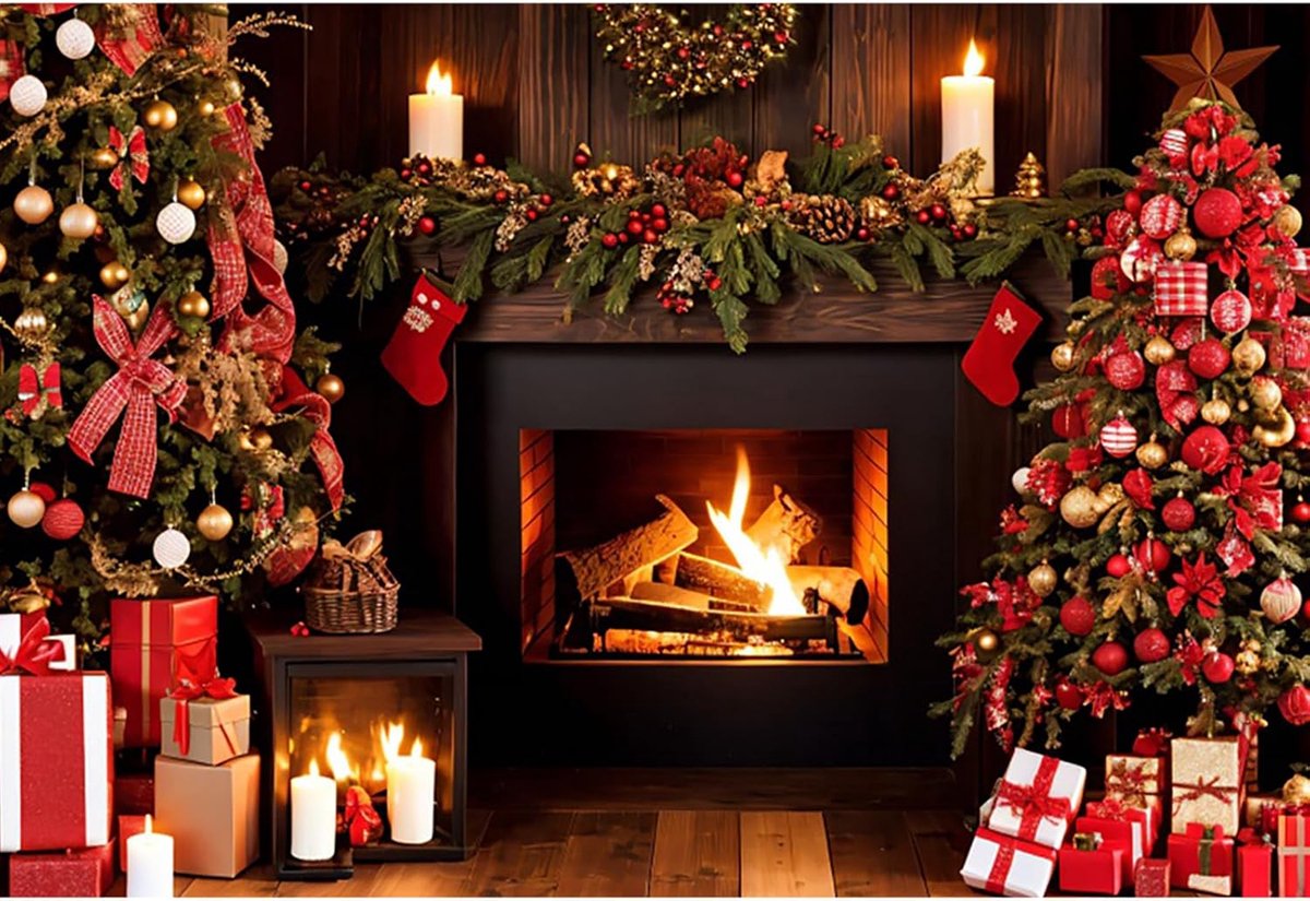 7x5ft rode kerstboom achtergrond winter open haard decoraties familie vakantie party fotografie achtergrond Kerstmis banner fotostudio kinderen fotografie rekwisieten