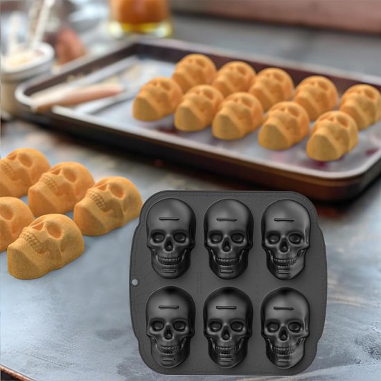 Mallen Halloween bakvorm skelet taartvorm siliconen taartbakvorm Halloween mousse zeep doodskop ijsblokjesvorm motief bakvormen 3D — afbeelding 5