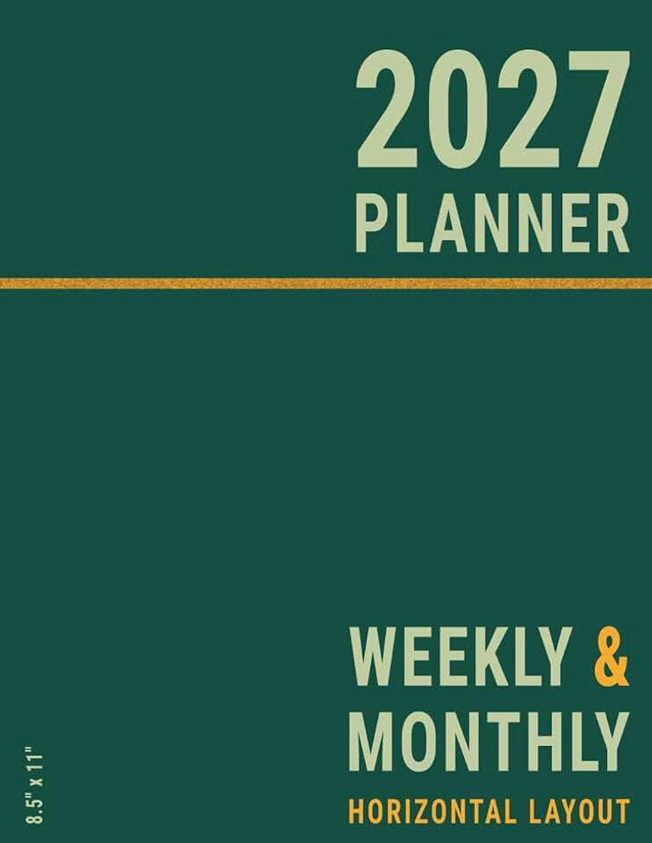 Monthly Planner 2027 8.5x11 Horizontal: Jan to Dec, 2 Pages for each Week for Business and Personal Life, Large