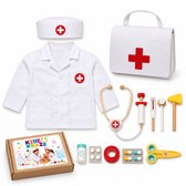 Kidzkraze® Dokterset Speelgoed - Houten Speelgoed voor Kinderen - Doktersset - Inclusief Doktersjas en Accessoires - Dokter speelgoed