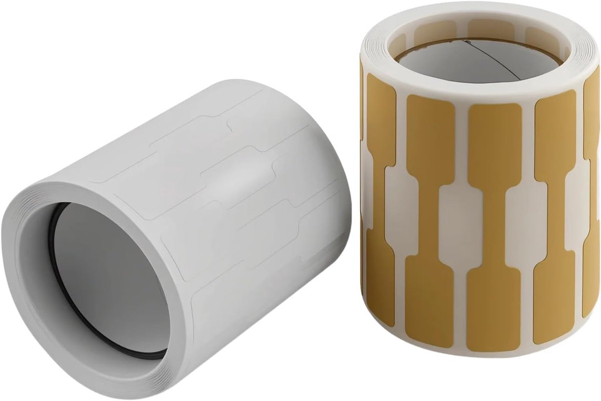 1000 stuks, blanco stickers, zelfklevend, blanco, zelfklevend, eenvoudig te verwijderen, zonder resten, voor hangers in kraftpapier, armbanden, ringen, knutselen, bruin en wit