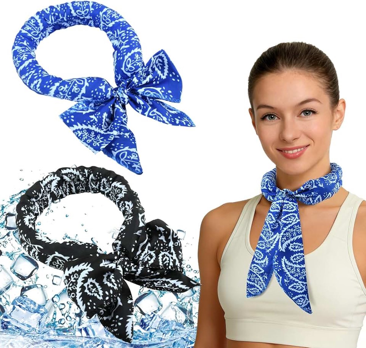 Halsdoek, 2 stuks, verkoelende sjaal, zomer, sportkoelsjaal, voor hardlopen, fietsen, wandelen en fitness, uniseks