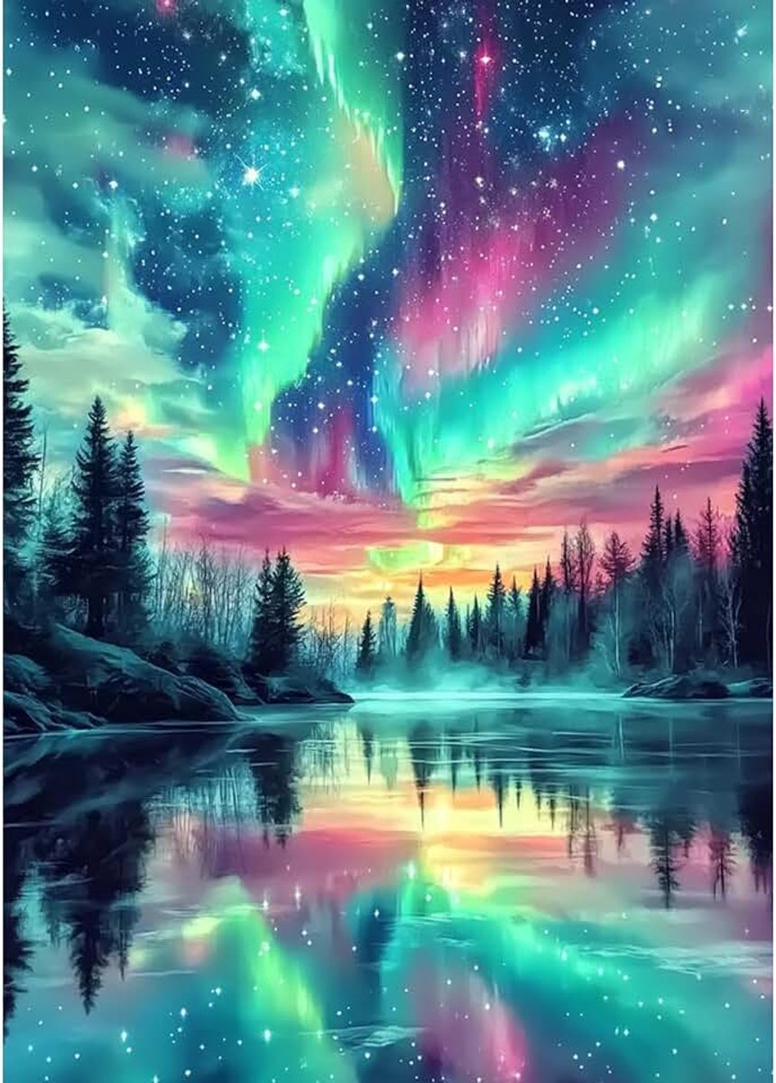 Painting voor volwassenen, Aurora nachthemel, diamantschilderij, prachtige noorderlicht, 5D Diamond Painting set voor beginners, doe-het-zelf mozaïek maken, knutselset voor huis,