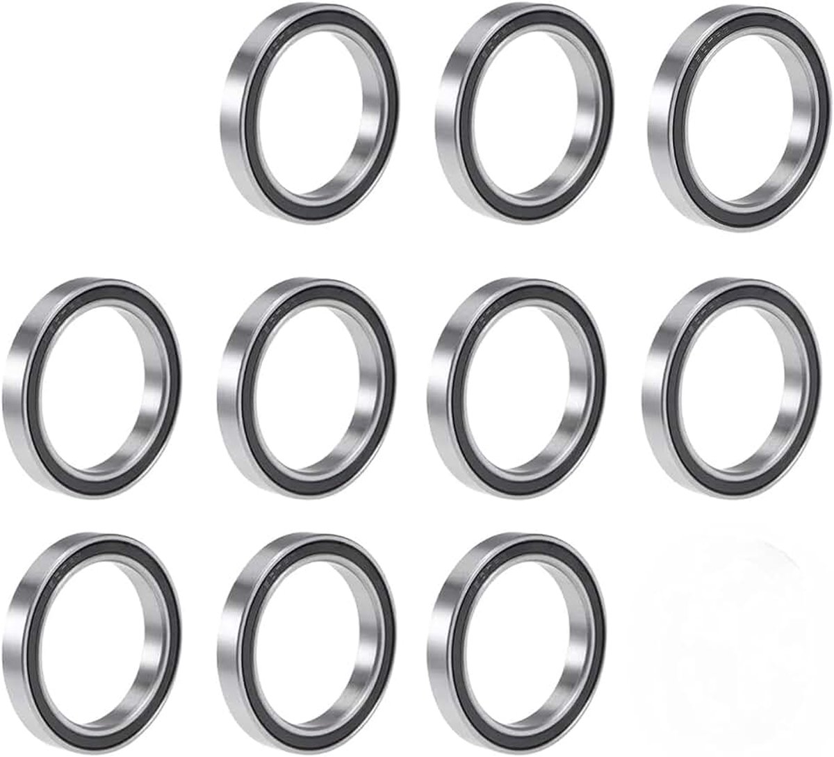 10 stuks kogellagers 6703-2RS, 17 x 23 x 4 mm, voorgesmeerd, chroomstaal, dubbele rubberen afdichting, geribbelde kogellagers 6703RS