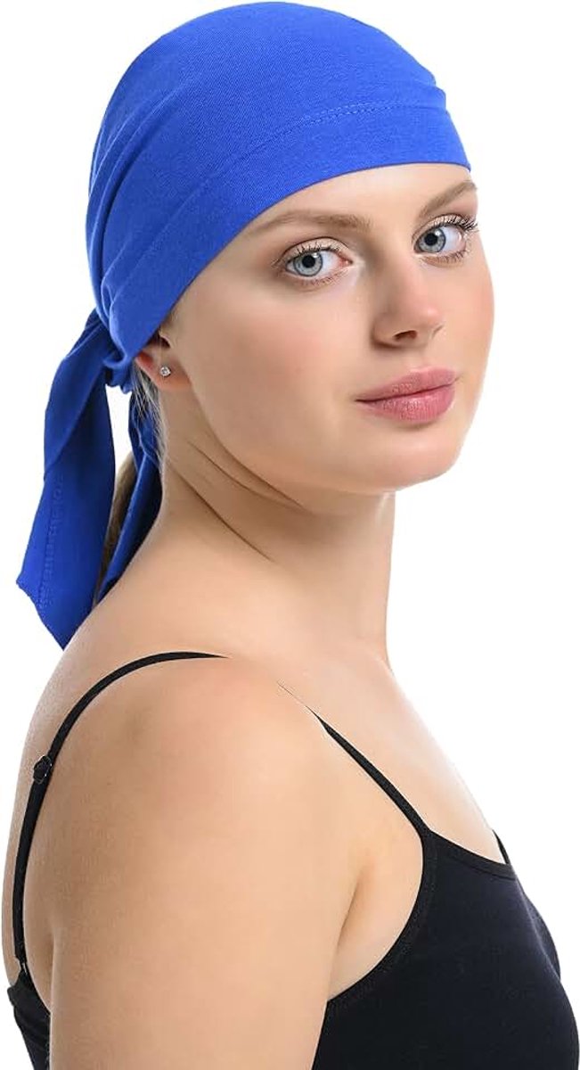 Bamboe en katoen Unisex Bandana, Chemo Headwear, Haaruitval Bandana, Indigo Blauw, one size