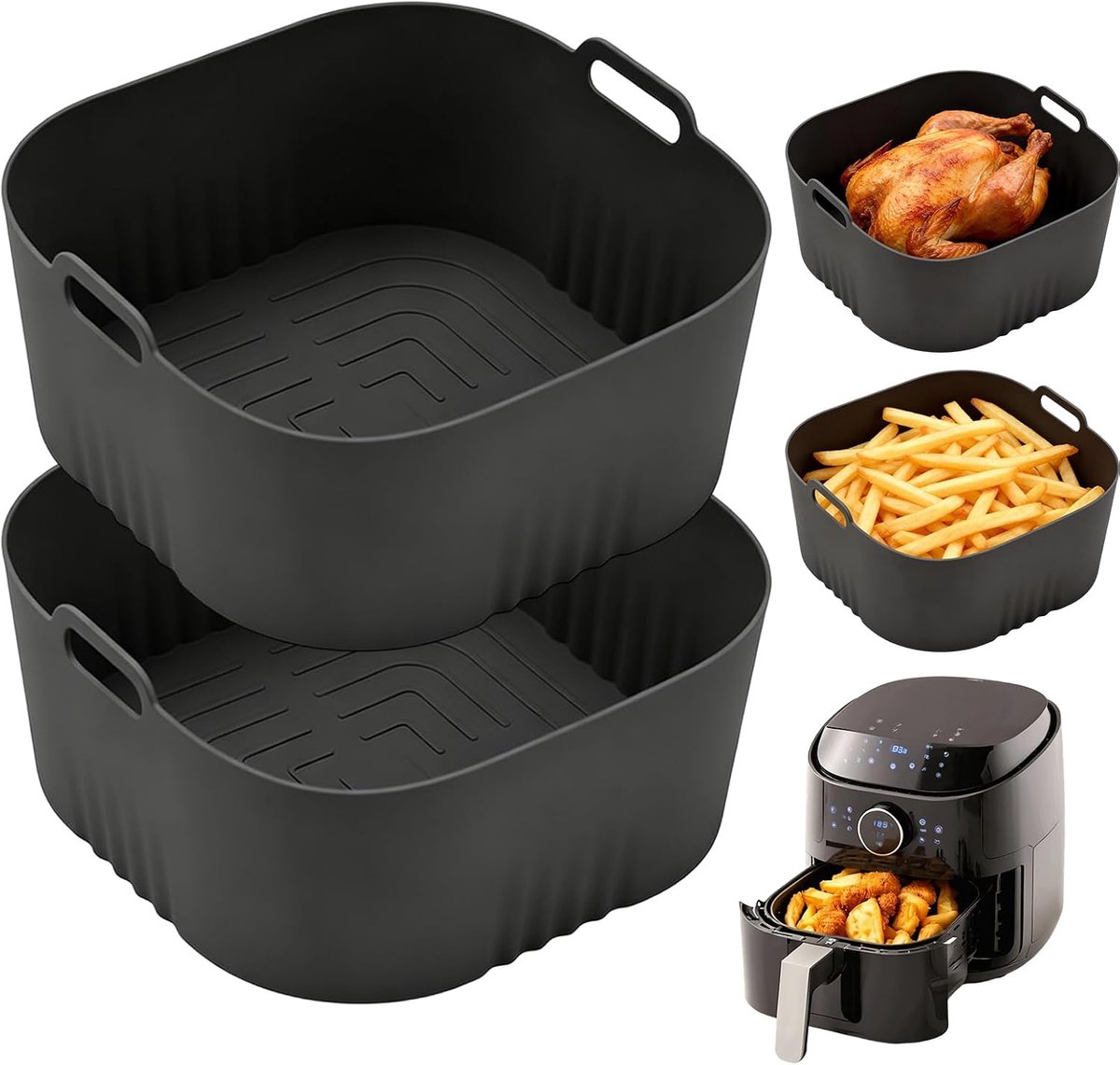2 stuks siliconen vorm voor airfryer, siliconen vorm voor heteluchtfriteuse