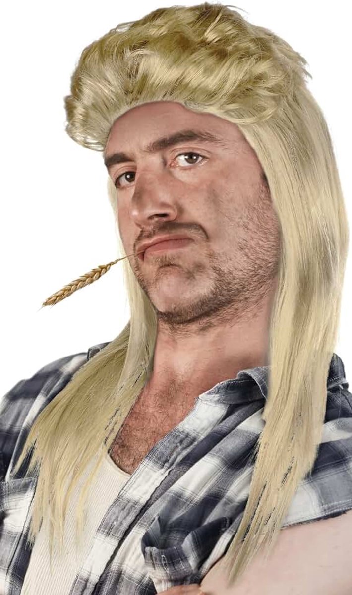 Pruik Pimp Mullet Blonde Brunette Grijs Zwart (Licht Blond)