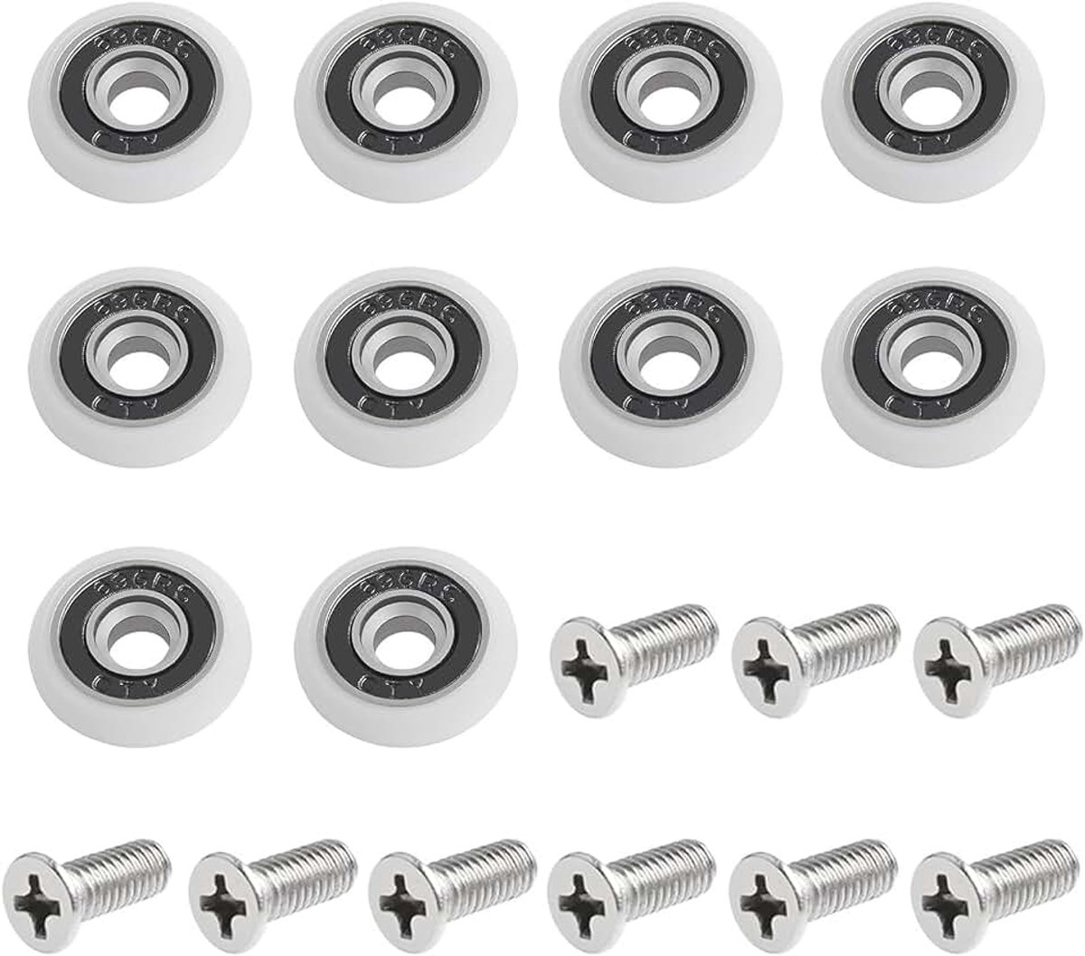 10 sets 19 mm douchedeur rollers lopers wielen - vervangingsonderdeel badkamer glazen deur loper schuifdouche deur roller wiel (19 mm - 10 stuks)