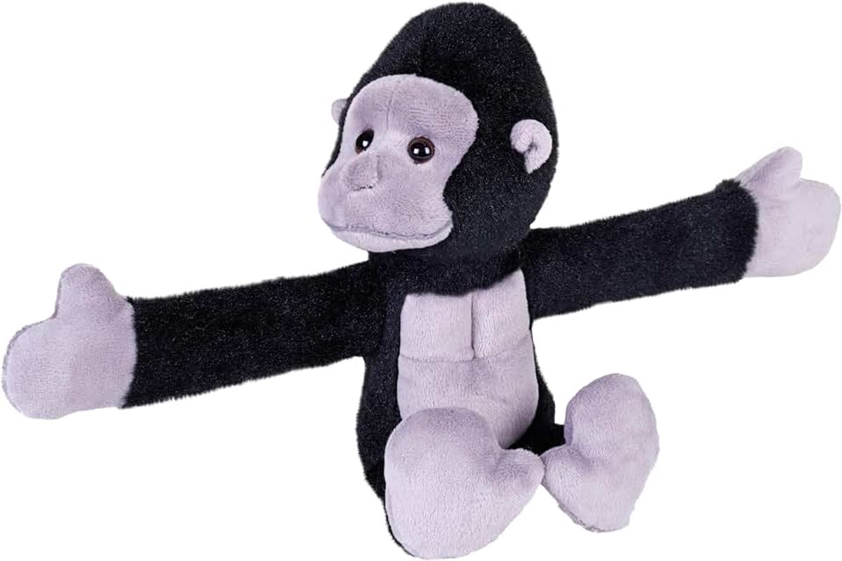 Republic Huggers Gorilla, knuffeldier, 8 inch, klaparmband, pluche speelgoed, vulling is gesponnen gerecyclede waterflessen