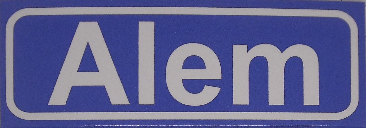 Souv© - koelkast magneet - plaatsnaam bord - kombord - souvenir - koelkastmagneetje - relatiegeschenk Alem