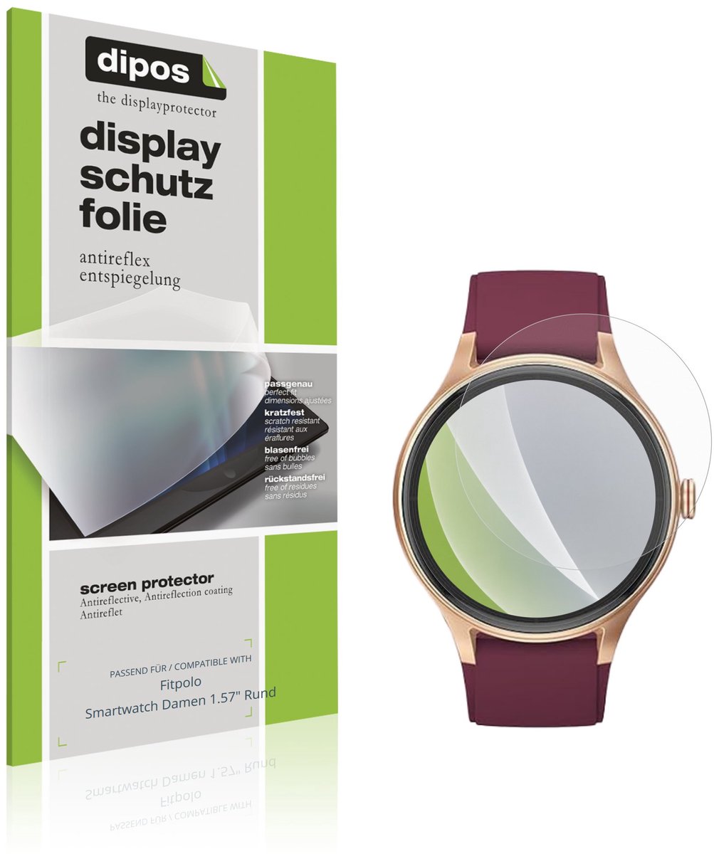 dipos – 6x Matte Beschermfolie geschikt voor Fitpolo Smartwatch Damen 1.57" Rund | Krasbestendige & antireflecterende Screenprotector Ultra-Thin