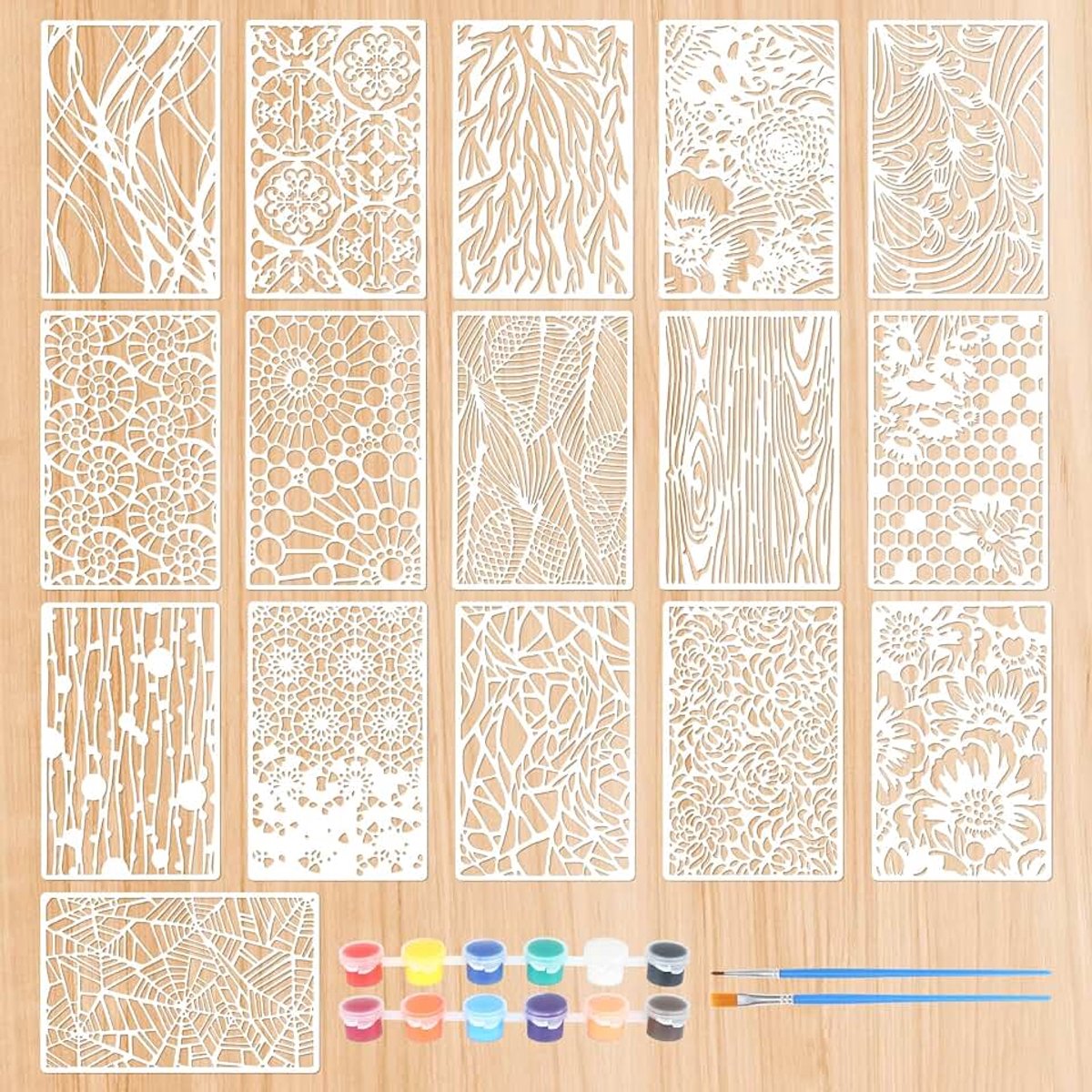 16 stuks, rij planten, themasjablonen, textielvormgeving, herbruikbare tekening, schildersjablonen, laagsjablonen voor scrapbooking, vloer, meubels