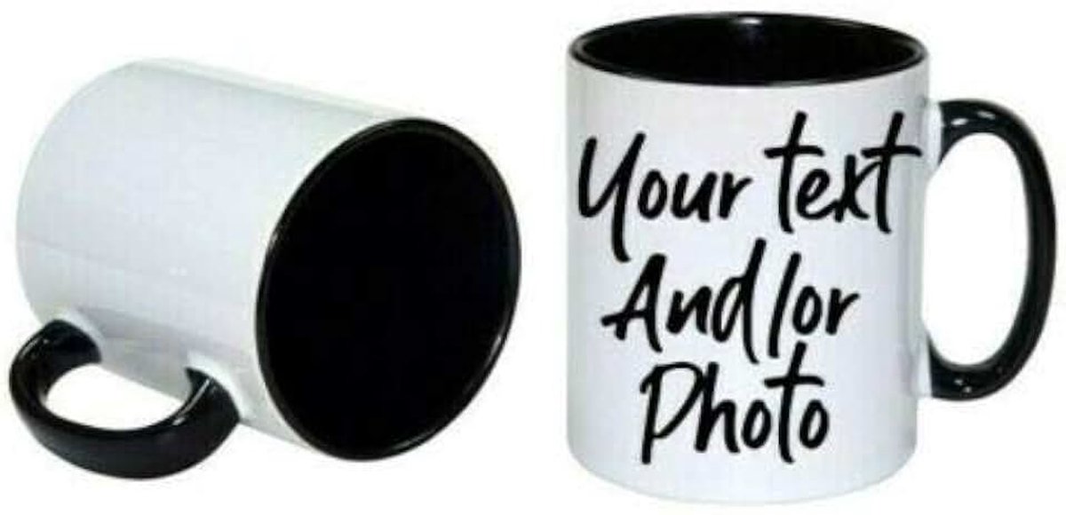 Mok Aangepaste Mok Gepersonaliseerde Mok Uw Ontwerp Hier Foto Mok Uw Tekst Hier Mok Womens Gift Mens Inside Black