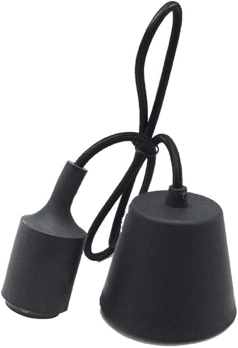 Lamphouder met E27-kabel, 1 m, zwarte siliconen, een must om elke kamer een moderne en elegante touch te geven. Ideaal om uw huis te verlichten en te verfraaien.