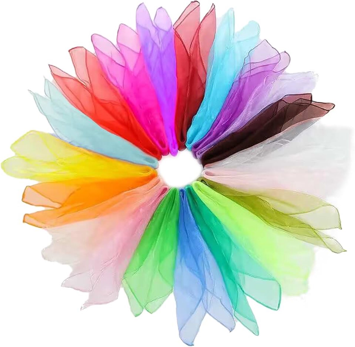 20 stuks jongleerdoeken, chiffondoeken voor dansen, 60 x 60 cm, vierkant, kleurrijk, dans, chiffondoeken, kleuterschool, kindershow, sensorisch jongleren, dansen, performance, dansdoeken, sjaals