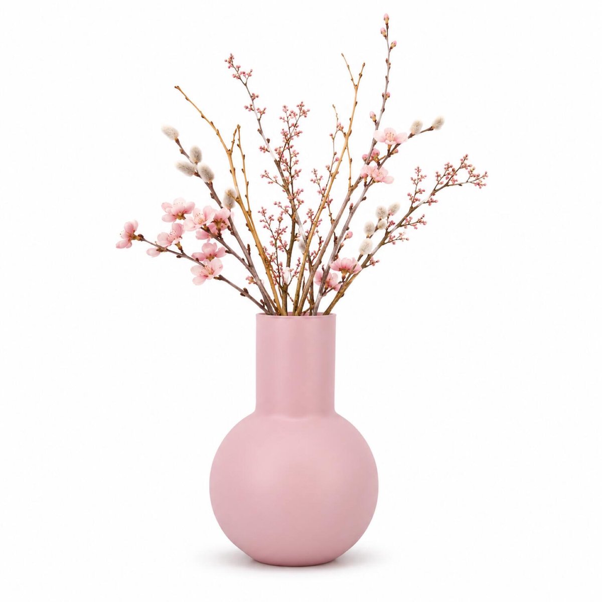 Floran Design bloemenvaas Clarice - roze - mat glas - 20 x 24 cm - glazen vazen - sierlijk - boeketten