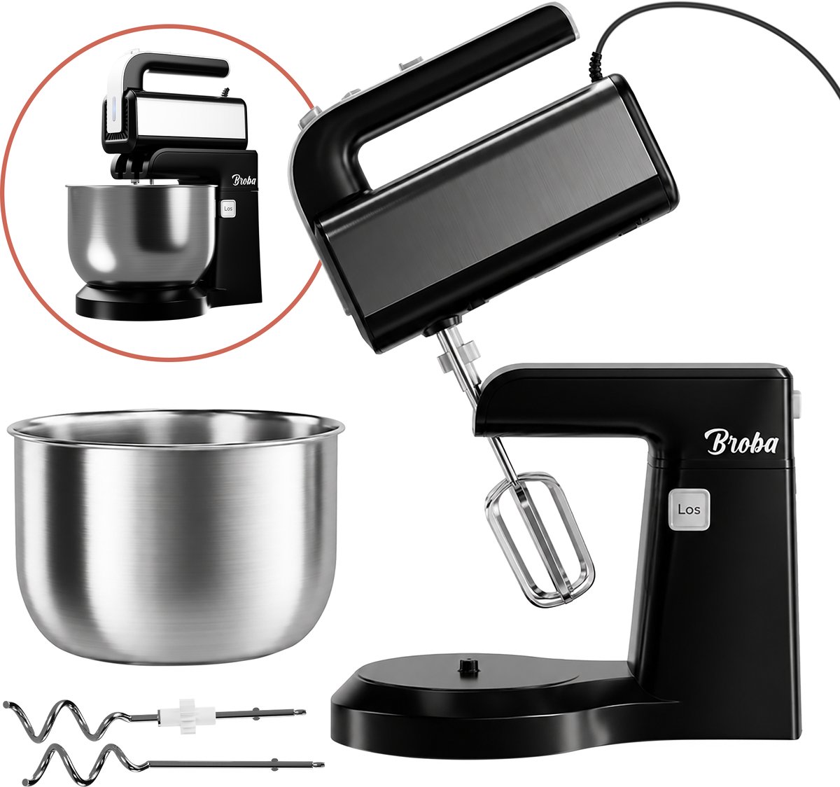Handmixer Mixer met Mengkom 2-in-1 Keukenmixer met Kom