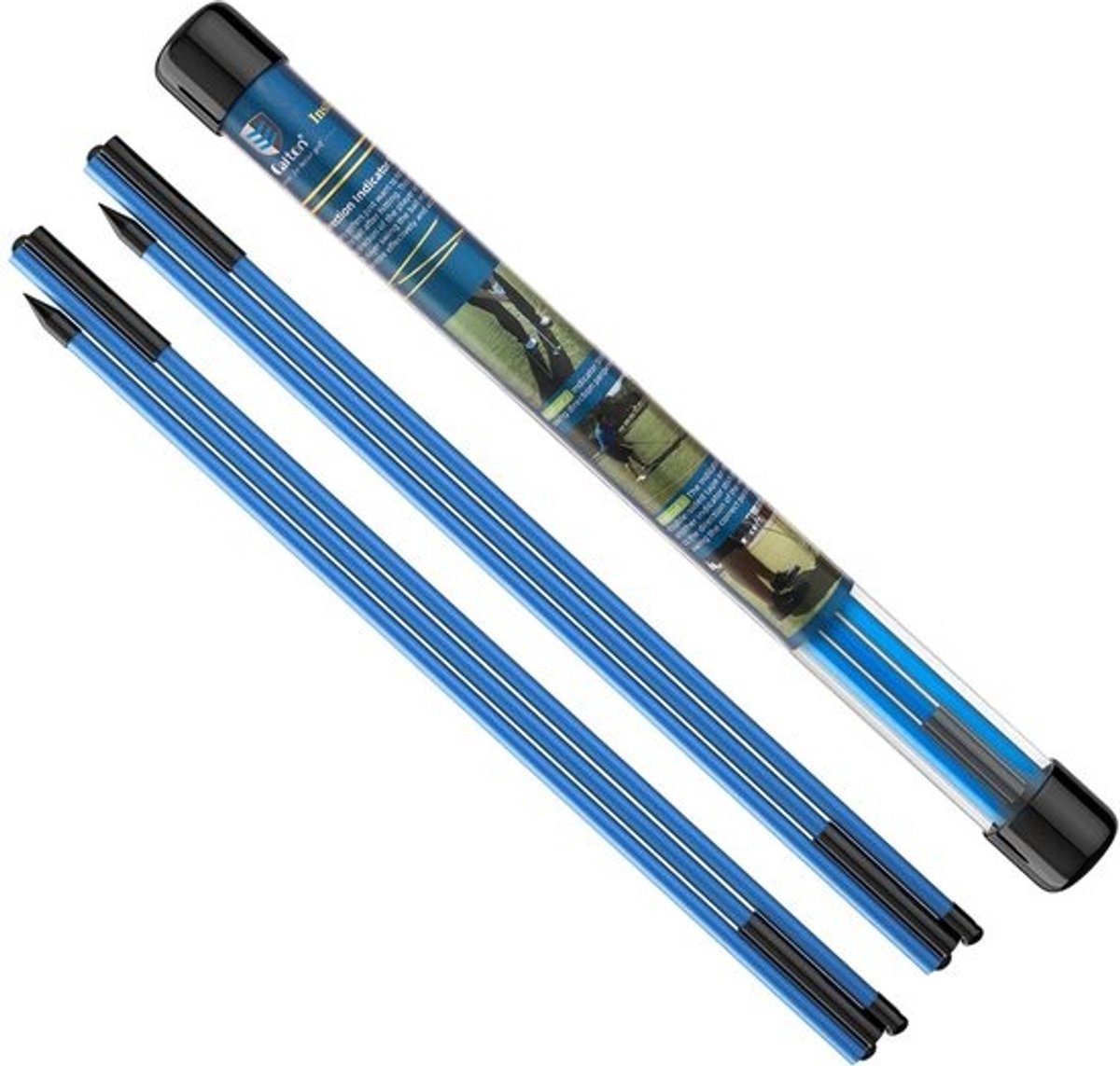 Dailygoods- Uitlijnstokken set van 2 - Inklapbare Golfuitlijnstaven 122 cm - Golftraining - Oefening - Doorzichtige Opbergkoker