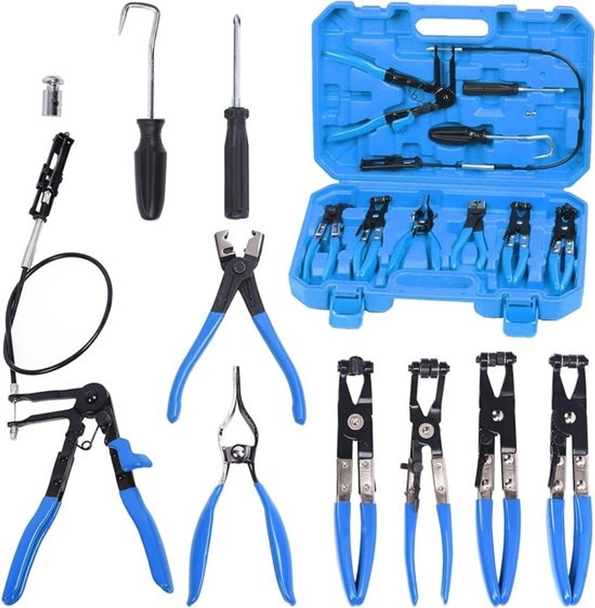 9-delige flexibele slangklemset - voor brandstof, water en olie - lange bereik slangklemverwijderkit met comfortabele grip