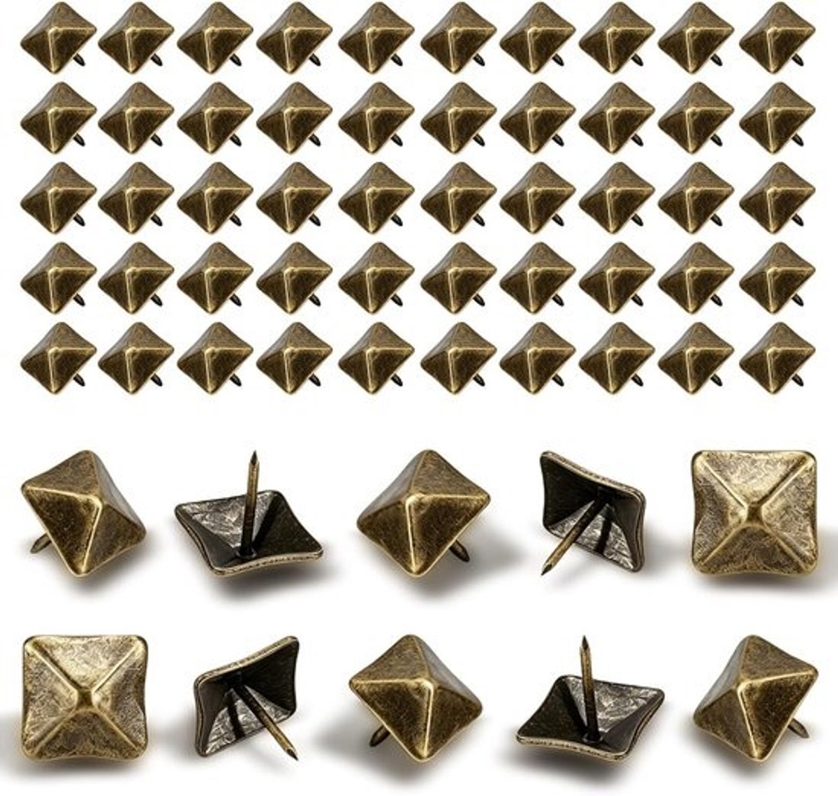 Set van 50 decoratieve spijkers - Antieke spijkers met vierkante kop voor bekleding - Ideaal voor klussen en creatieve projecten