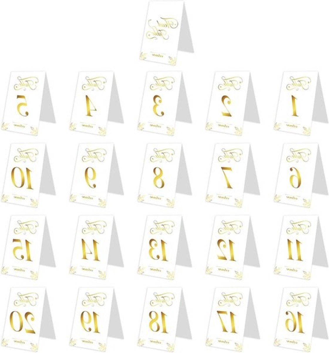 Elegante gouden tafelnummering voor bruiloften - 21 dubbelzijdige tafelkaarten 1-20 voor feesten, recepties en decoratie
