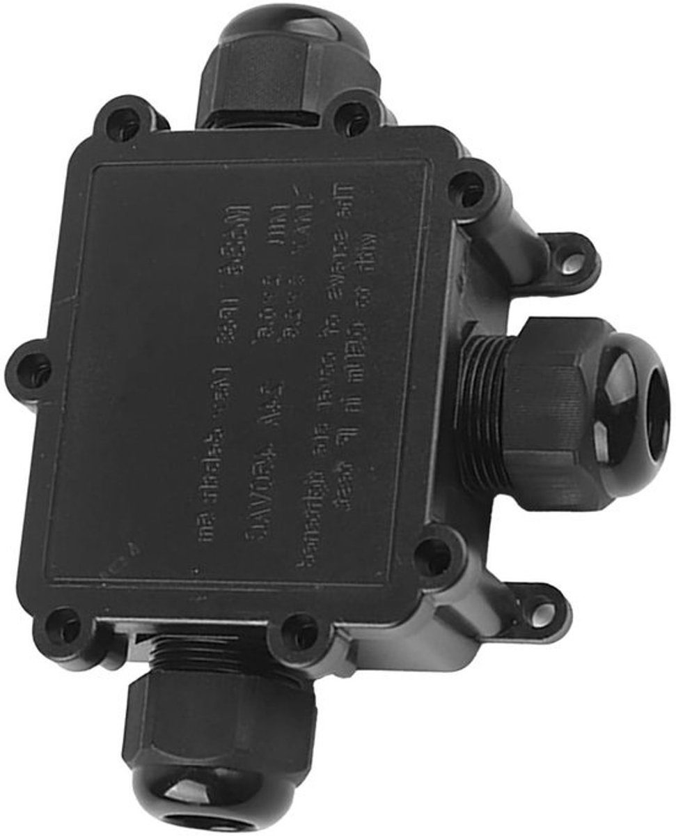 IP68-doos - Voor buitengebruik - 3-weg elektrische aansluitdoos - Vlamvertragende kabelconnector voor buitenverlichting - Zwart kunststof