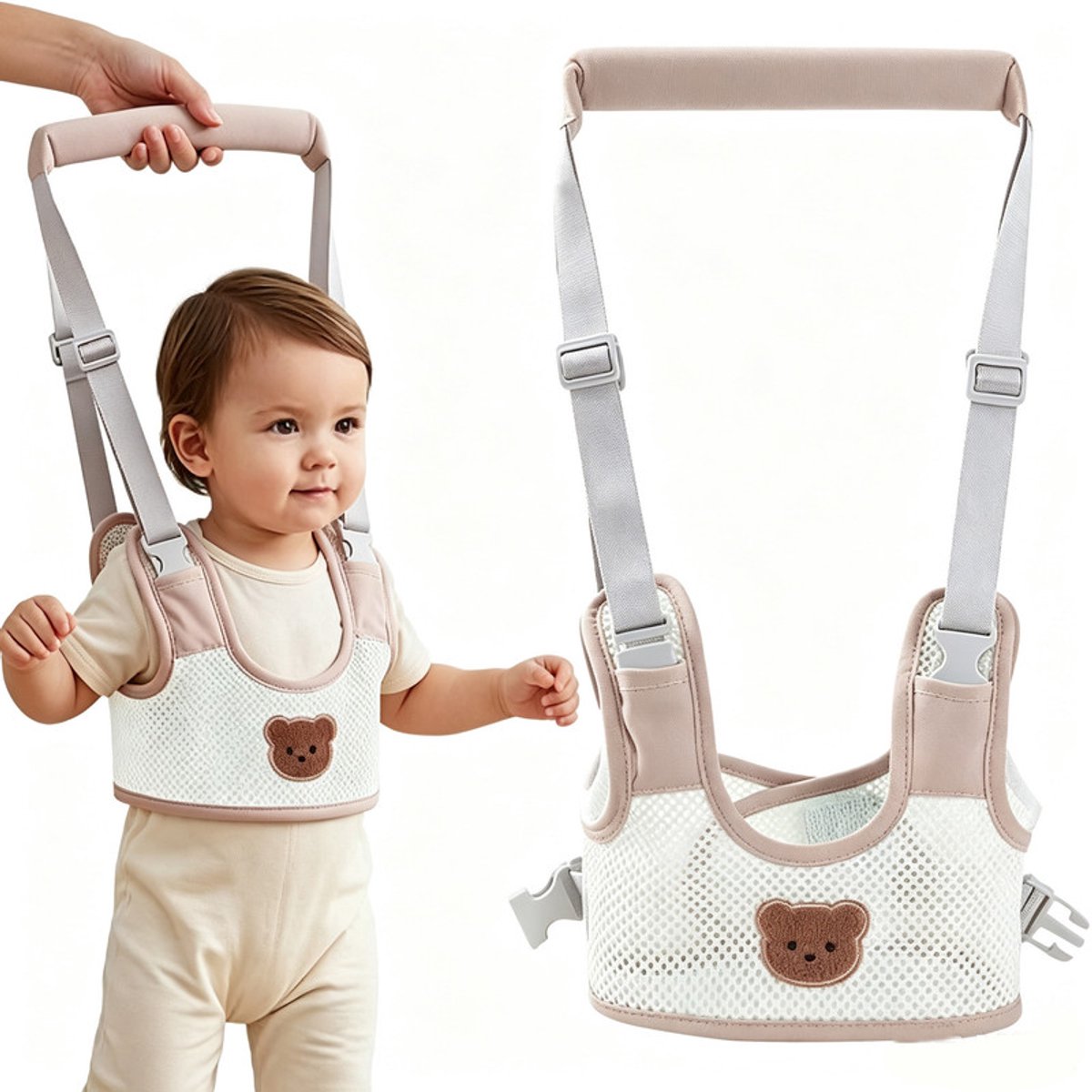 Looptuigje voor baby's - Baby Walker Assistant - Looplijn - Ademend - Verstelbaar - Schattig berenpatroon - Bruin
