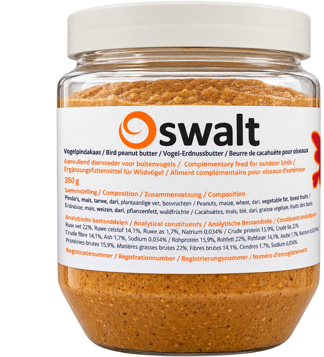 Oswalt Vogel Pindakaas Naturel - Buitenvogelvoer - 12 x 350 gram