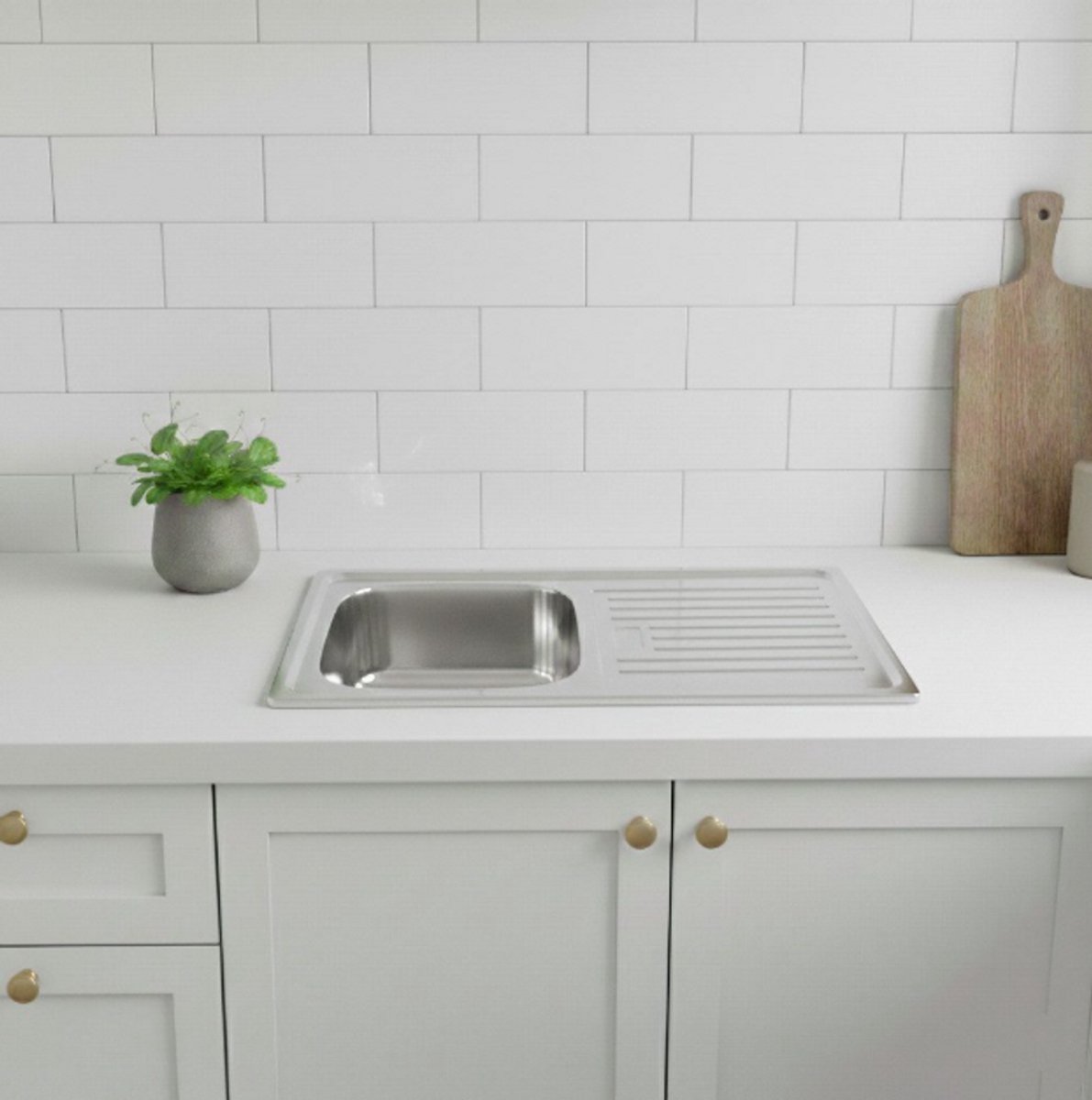 FAIZEE HOME RVS Spoelbak Keuken – Inbouwspoelbak Zilver – Diverse Maten en Modellen 86x43 cm Zonder kraan