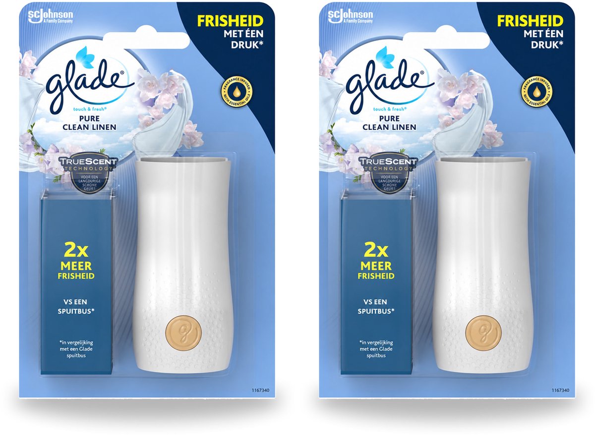 2 x Glade - Houder Touch & Fresh - Pure Clean Linen - 10 ml - Voordeelverpakking - 2 stuks