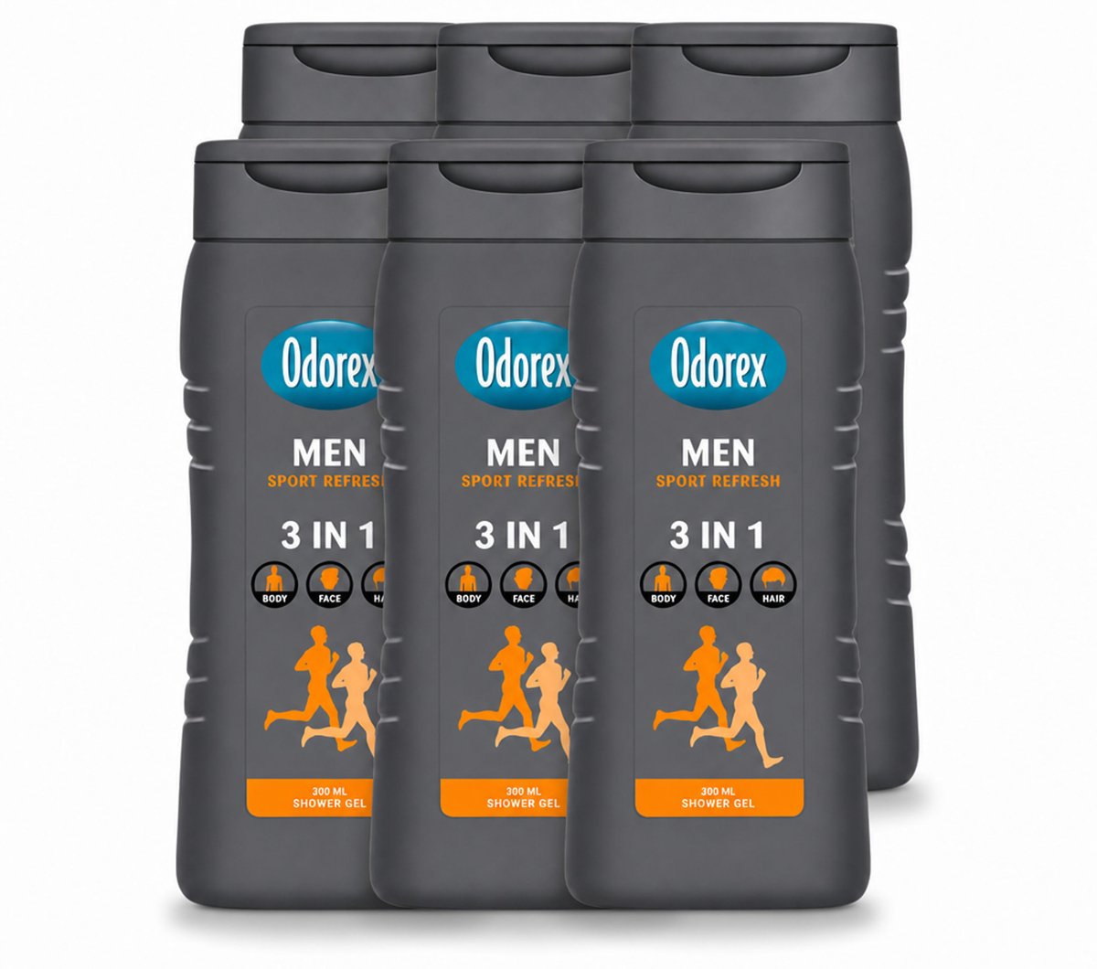 6 x Odorex – Douchegel – For Men Sport Refresh – 300 ml - Voordeelverpakking - 6 stuks